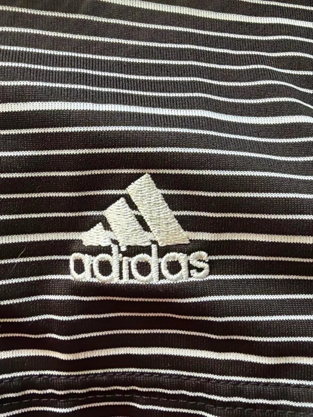 adidas Black and White Striped Men’s Golf Polo Shirt
